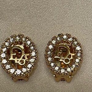 Dior gold plated and crystal clip earrings like new with dust bag